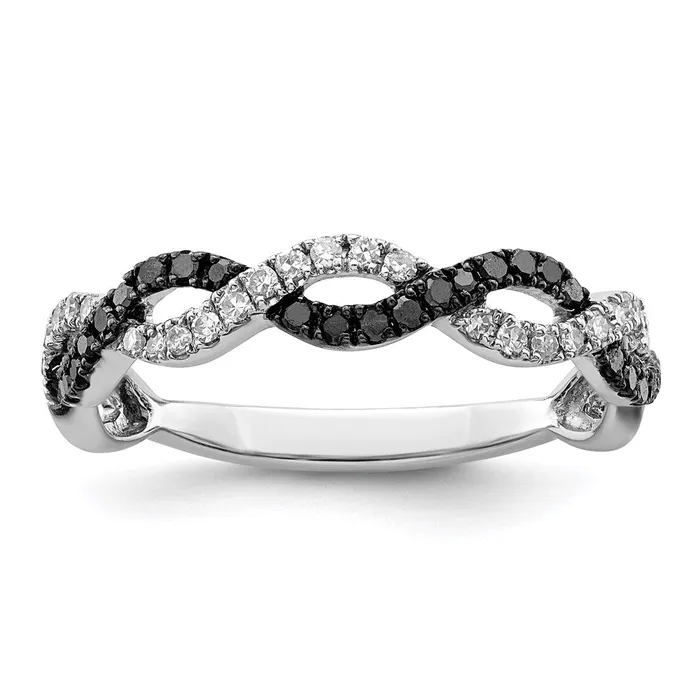 White Night Sterling Silver Rhodiumplated Black and White Criss Cross Diamond Ring Goldia Rings White Night Sterling Silver Rhodiumplated Black and White Criss Cross Diamond Ring Goldia Rings