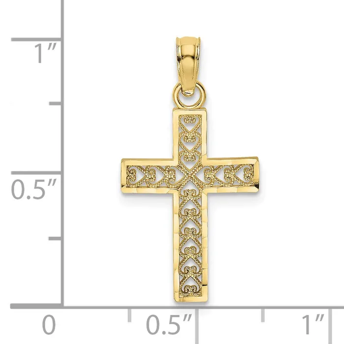 10k DC Filigree Cross Pendant TreasureFineJewelers Necklaces