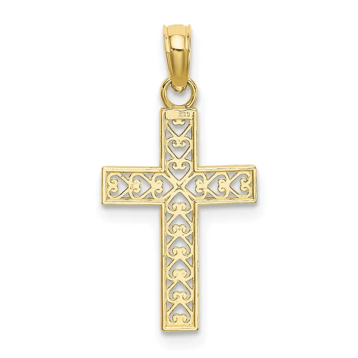 10k DC Filigree Cross Pendant TreasureFineJewelers Necklaces