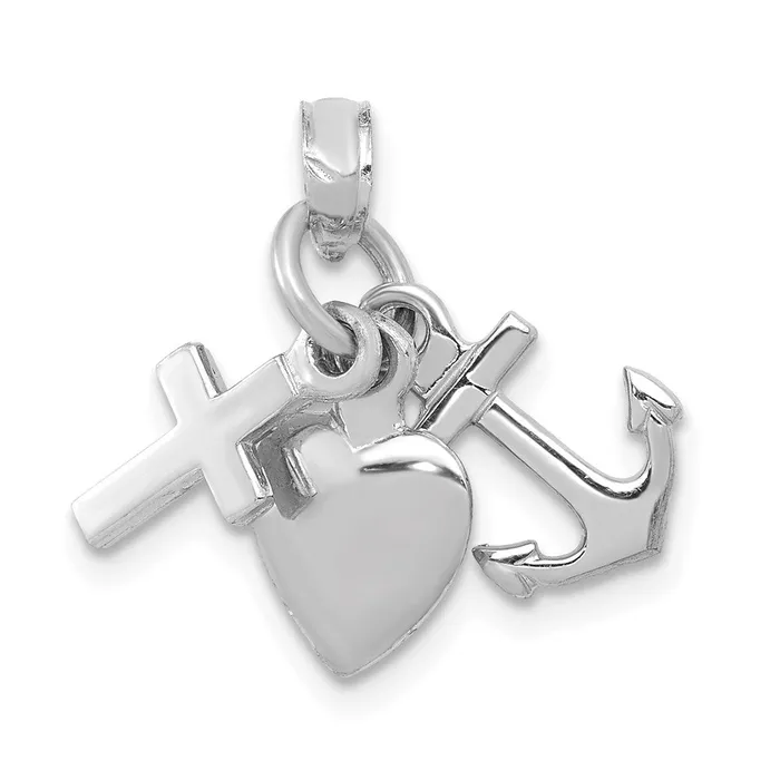 10K White Gold Faith Hope and Charity Charm TreasureFineJewelers Charm Necklaces 10K White Gold Faith Hope and Charity Charm TreasureFineJewelers Charm Necklaces