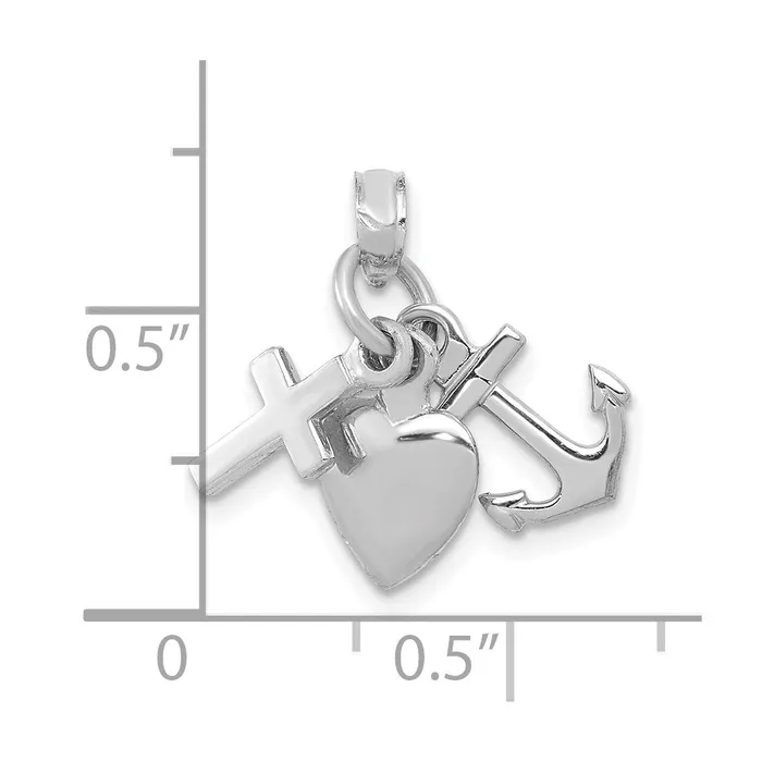 10K White Gold Faith Hope and Charity Charm TreasureFineJewelers Charm Necklaces