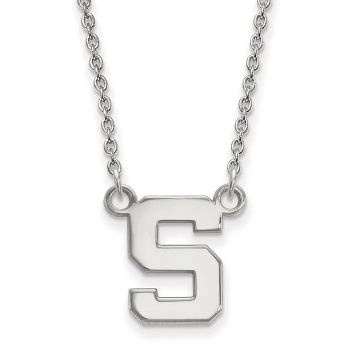 10K White Gold Michigan State University Small Pendant wilth Necklace TreasureFineJewelers Necklaces 10K White Gold Michigan State University Small Pendant wilth Necklace TreasureFineJewelers Necklaces