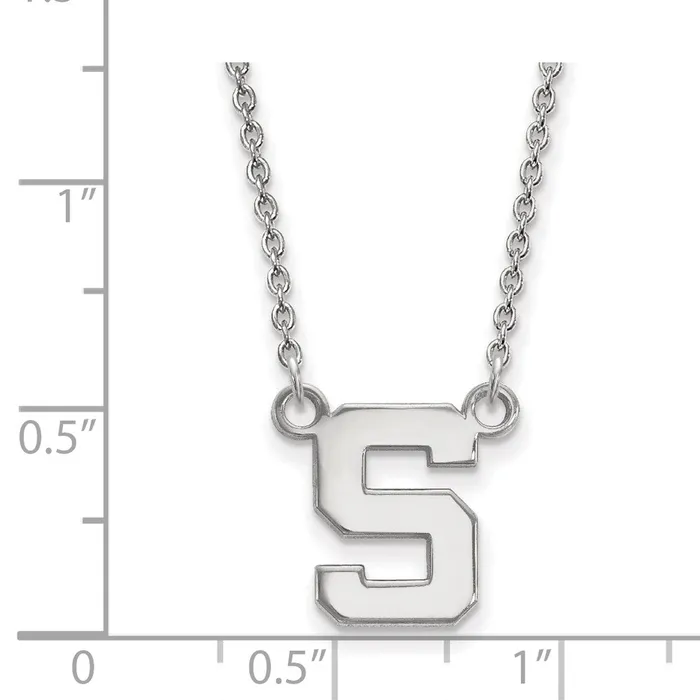 10K White Gold Michigan State University Small Pendant wilth Necklace TreasureFineJewelers Necklaces