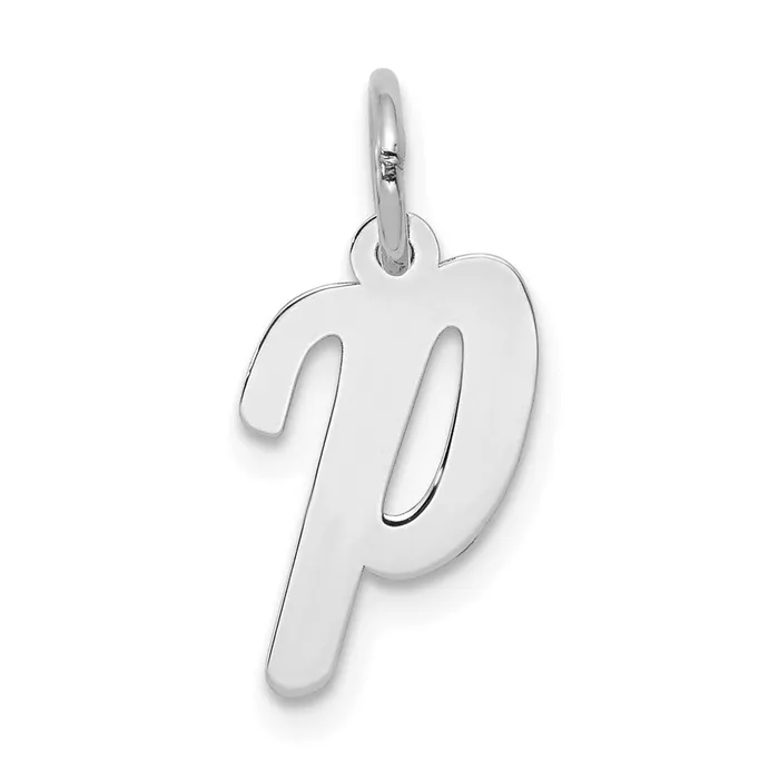 10k White Gold Small Script Initial P Charm TreasureFineJewelers Charm Necklaces 10k White Gold Small Script Initial P Charm TreasureFineJewelers Charm Necklaces