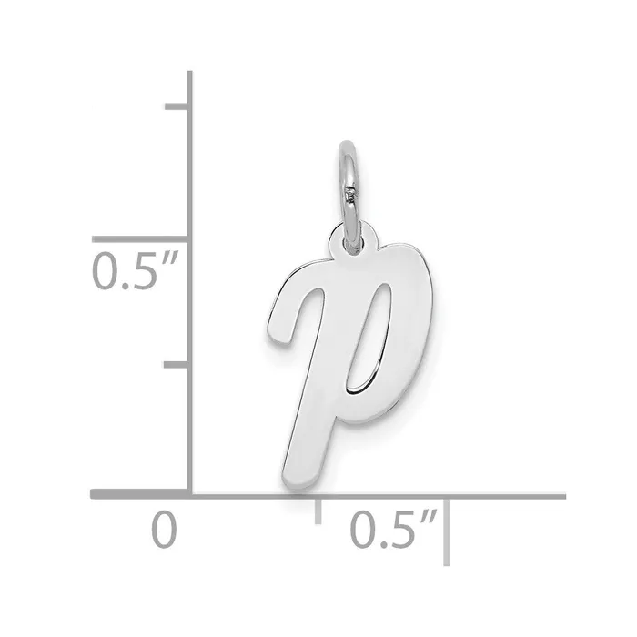 10k White Gold Small Script Initial P Charm TreasureFineJewelers Charm Necklaces