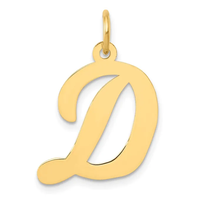 10k Yellow Gold Large Script Letter D Initial Charm TreasureFineJewelers Charm Necklaces 10k Yellow Gold Large Script Letter D Initial Charm TreasureFineJewelers Charm Necklaces