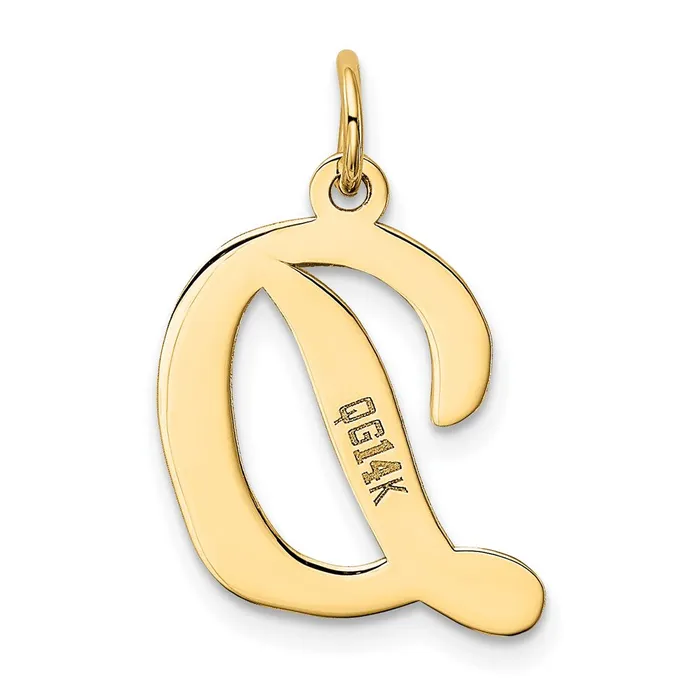 10k Yellow Gold Large Script Letter D Initial Charm TreasureFineJewelers Charm Necklaces