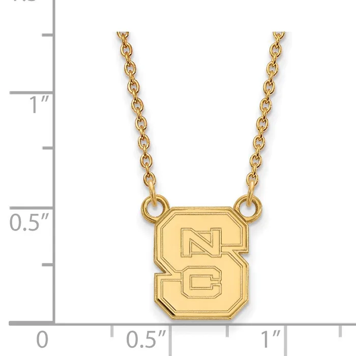 10K Yellow Gold North Carolina State University Small Pendant wilth Necklace TreasureFineJewelers Necklaces