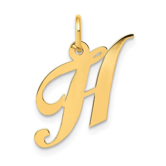 10k Yellow Gold Small Fancy Script Initial H Charm TreasureFineJewelers Charm Necklaces 10k Yellow Gold Small Fancy Script Initial H Charm TreasureFineJewelers Charm Necklaces