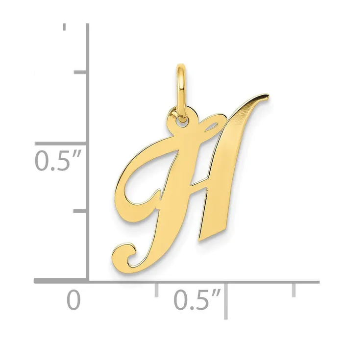10k Yellow Gold Small Fancy Script Initial H Charm TreasureFineJewelers Charm Necklaces