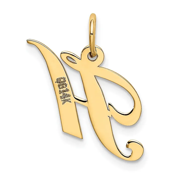 10k Yellow Gold Small Fancy Script Initial H Charm TreasureFineJewelers Charm Necklaces