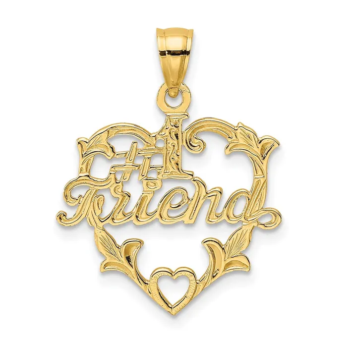 14k 1 FRIEND in Heart Charm TreasureFineJewelers Charm Necklaces