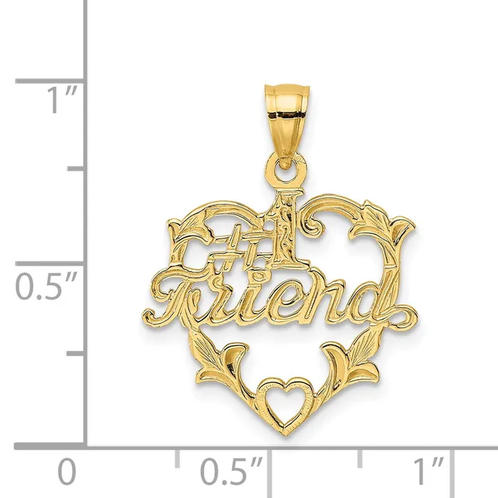 14k 1 FRIEND in Heart Charm TreasureFineJewelers Charm Necklaces