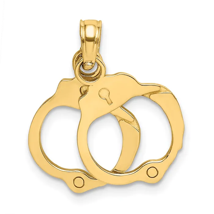 14K 2Piece Handcuffs Charm TreasureFineJewelers Charm Necklaces