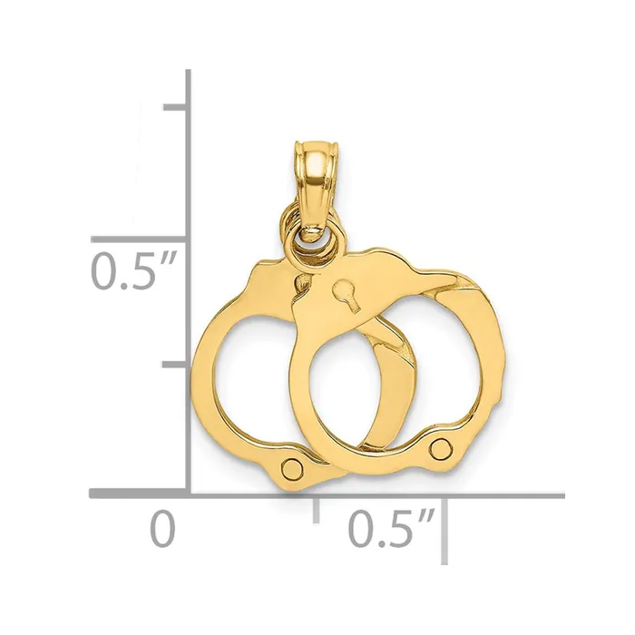 14K 2Piece Handcuffs Charm TreasureFineJewelers Charm Necklaces