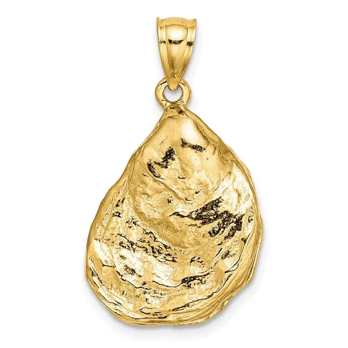 14K 3D Textured Oyster Shell Charm TreasureFineJewelers Charm Necklaces