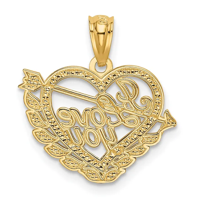 14k and Rhodium I LOVE YOU Heart Pendant TreasureFineJewelers Necklaces