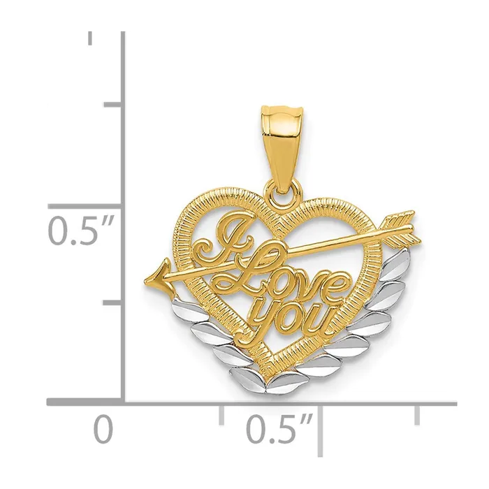 14k and Rhodium I LOVE YOU Heart Pendant TreasureFineJewelers Necklaces