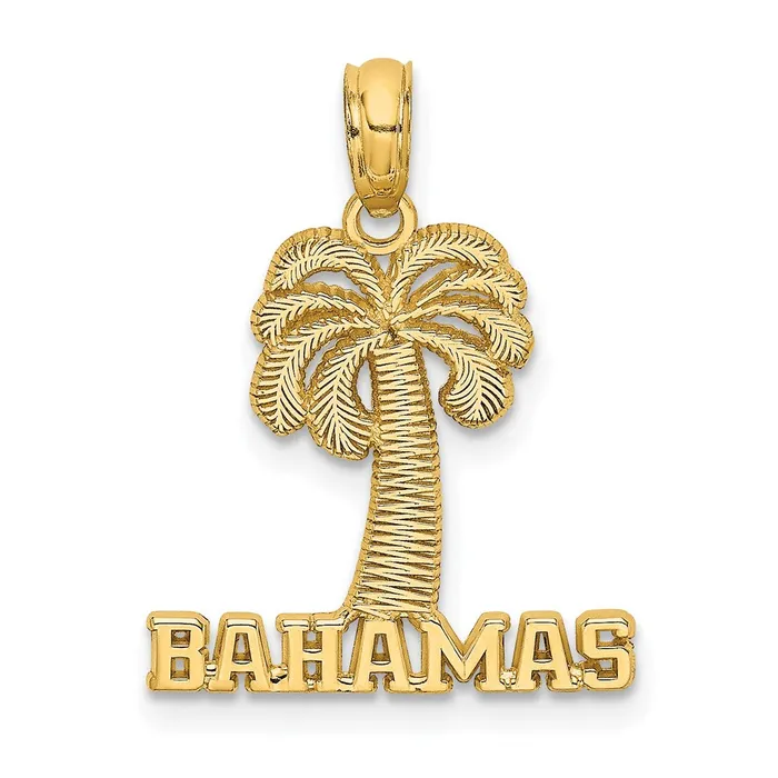 14K BAHAMAS Palm Tree Charm TreasureFineJewelers Charm Necklaces