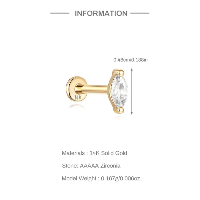14k Gold Quadruple Gold Flat Back Earrings Trendolla Jewelry Earrings