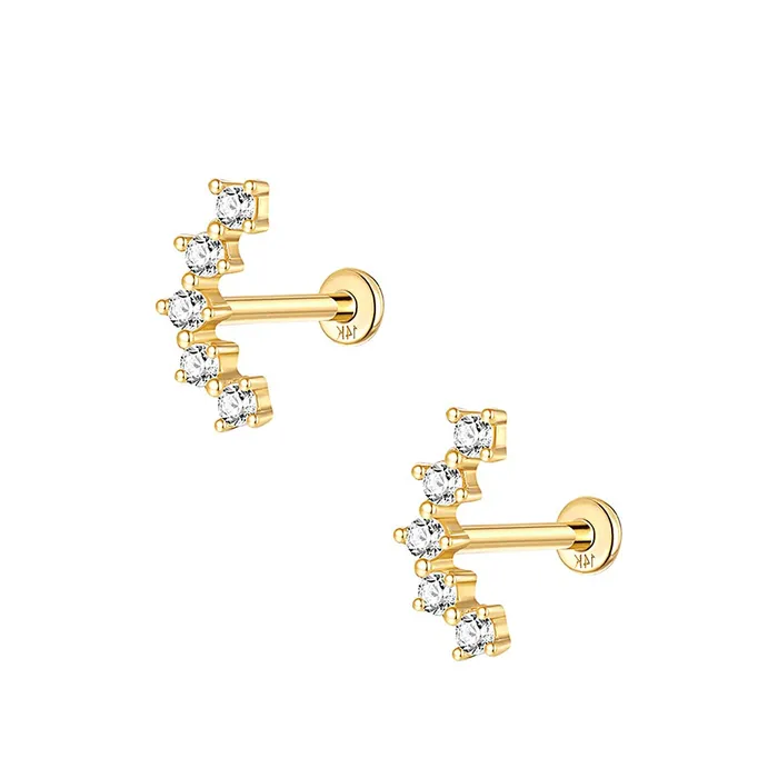 14k Gold Square Bottom Round Gold Flat Back Earrings Trendolla Jewelry Earrings 14k Gold Square Bottom Round Gold Flat Back Earrings Trendolla Jewelry Earrings