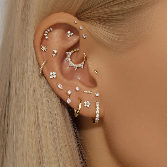 14k Gold Square Bottom Round Gold Flat Back Earrings Trendolla Jewelry Earrings