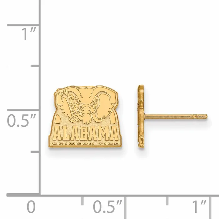 14k Gold University of Alabama Elephant Extra Small Post Earrings TreasureFineJewelers Earrings