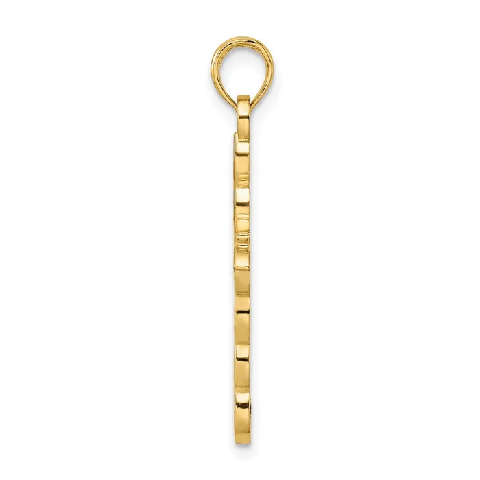 14K Polished Beaded Design Cross Pendant TreasureFineJewelers Necklaces