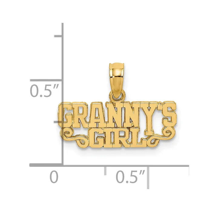 14K Polished GRANNYS GIRL Charm TreasureFineJewelers Charm Necklaces