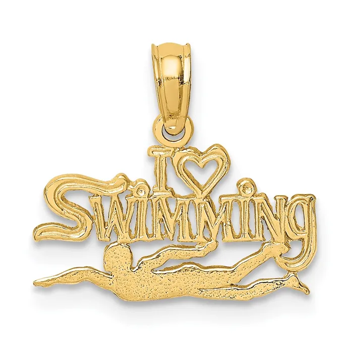 14K Polished I HEART SWIMMING Charm TreasureFineJewelers Charm Necklaces 14K Polished I HEART SWIMMING Charm TreasureFineJewelers Charm Necklaces