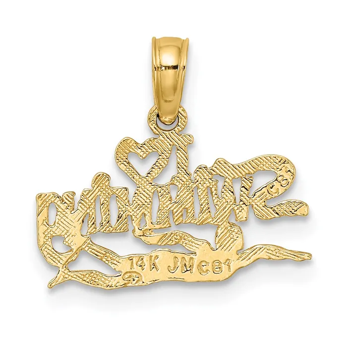 14K Polished I HEART SWIMMING Charm TreasureFineJewelers Charm Necklaces