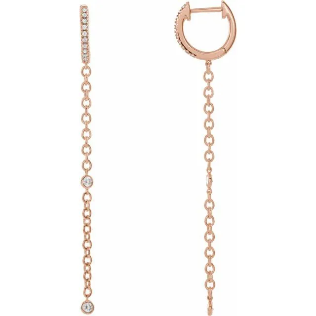 14K Rose 14 CTW Diamond Hinged Hoop Chain Earrings TreasureFineJewelers Earrings