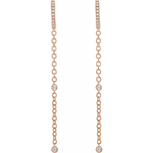 14K Rose 14 CTW Diamond Hinged Hoop Chain Earrings TreasureFineJewelers Earrings