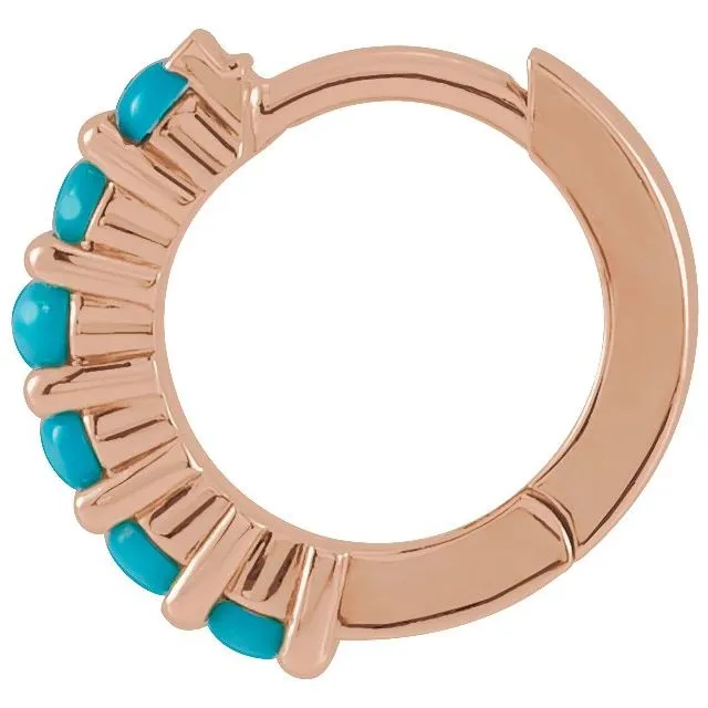 14K Rose Gold 122 mm Natural Turquoise Single Huggie Hoop Earring TreasureFineJewelers Earrings 14K Rose Gold 122 mm Natural Turquoise Single Huggie Hoop Earring TreasureFineJewelers Earrings