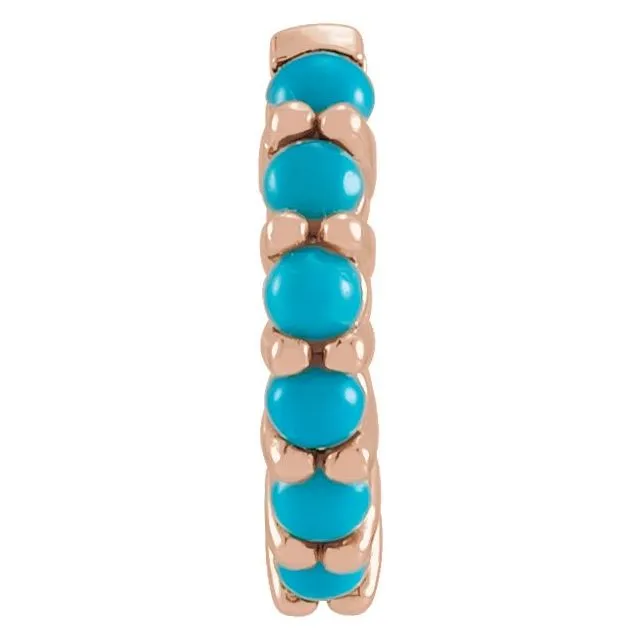 14K Rose Gold 122 mm Natural Turquoise Single Huggie Hoop Earring TreasureFineJewelers Earrings