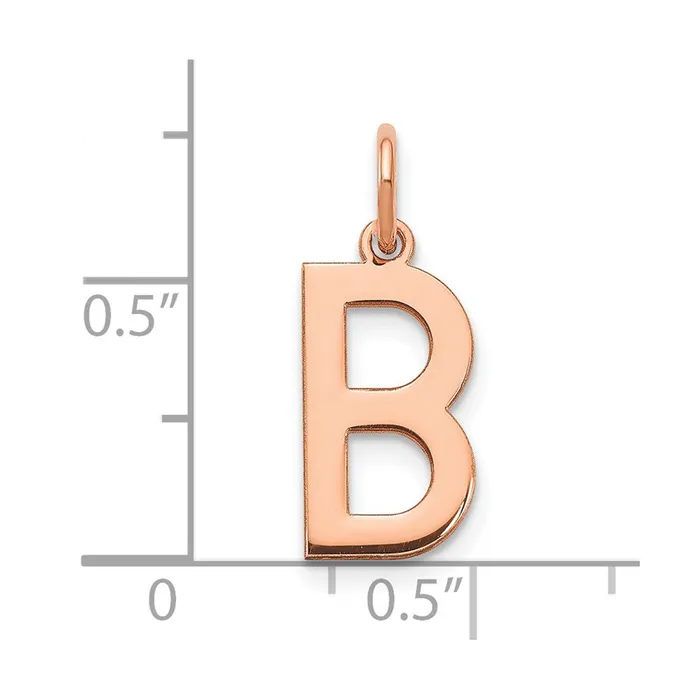 14k Rose Gold Letter B Initial Pendant TreasureFineJewelers Necklaces