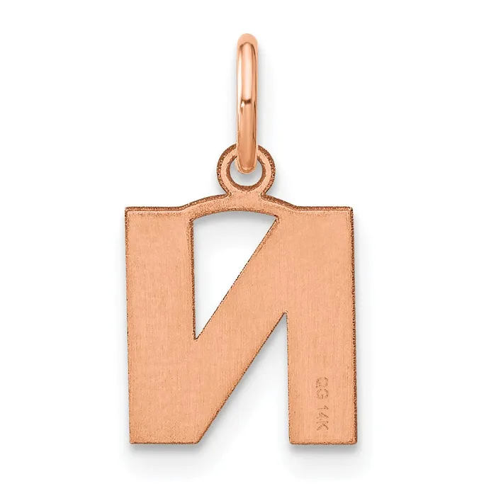 14k Rose Gold Letter N Initial Pendant TreasureFineJewelers Necklaces