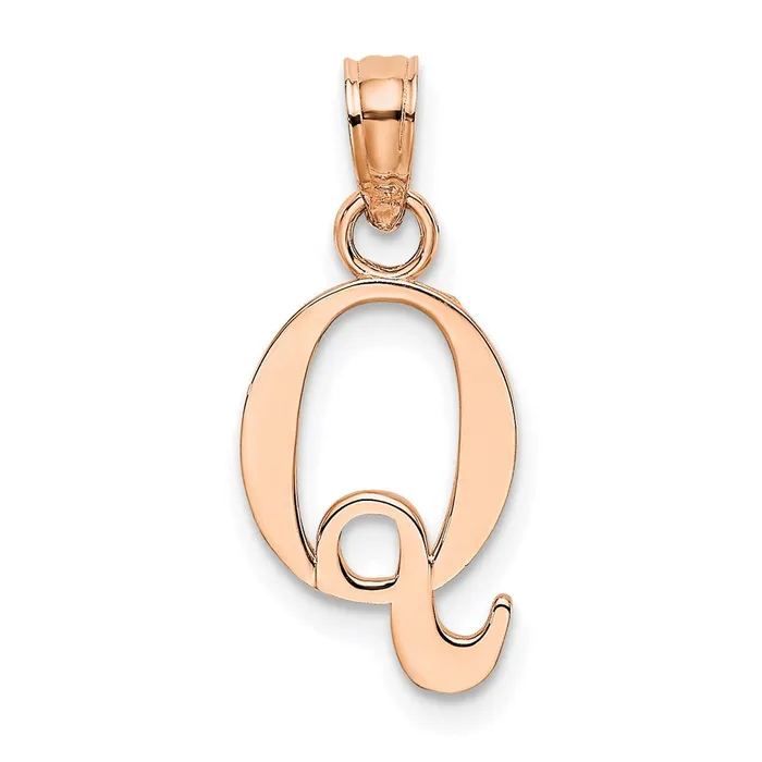 14K Rose Gold Polished Block Letter Q Initial Pendant TreasureFineJewelers Necklaces 14K Rose Gold Polished Block Letter Q Initial Pendant TreasureFineJewelers Necklaces