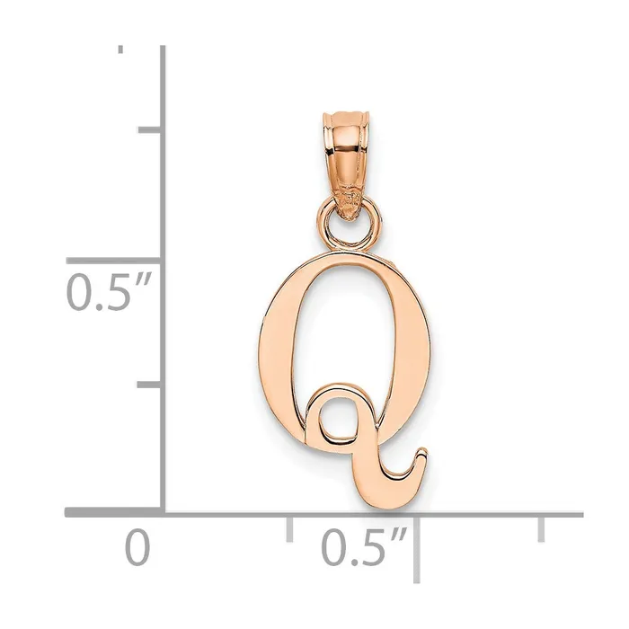 14K Rose Gold Polished Block Letter Q Initial Pendant TreasureFineJewelers Necklaces