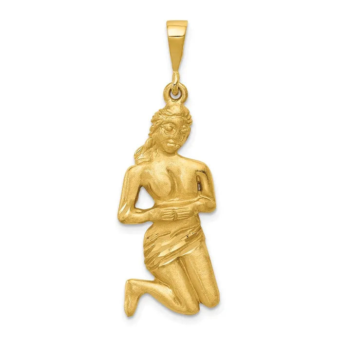 14k Satin Diamondcut Virgo Zodiac Charm TreasureFineJewelers Charm Necklaces 14k Satin Diamondcut Virgo Zodiac Charm TreasureFineJewelers Charm Necklaces