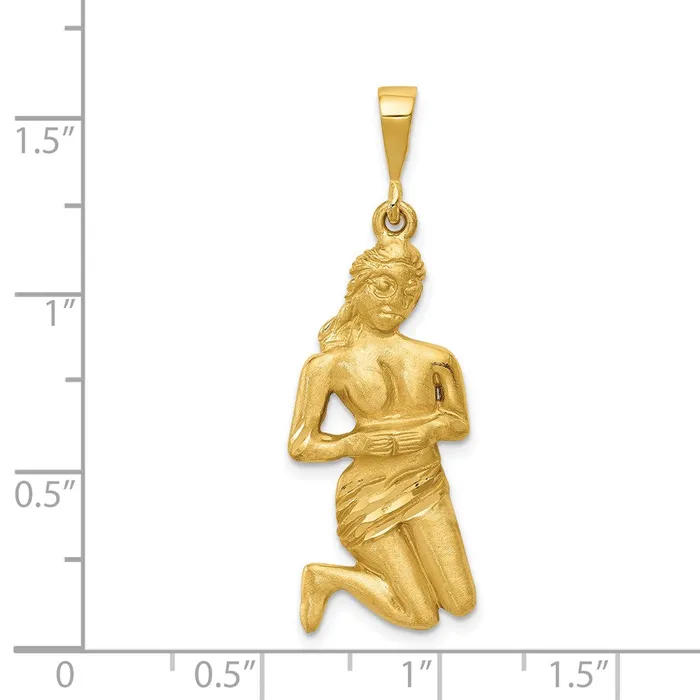 14k Satin Diamondcut Virgo Zodiac Charm TreasureFineJewelers Charm Necklaces