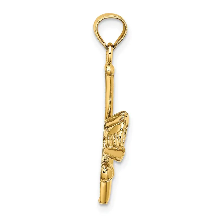 14K Solid OpenBacked GloveBatBaseball Charm TreasureFineJewelers Charm Necklaces