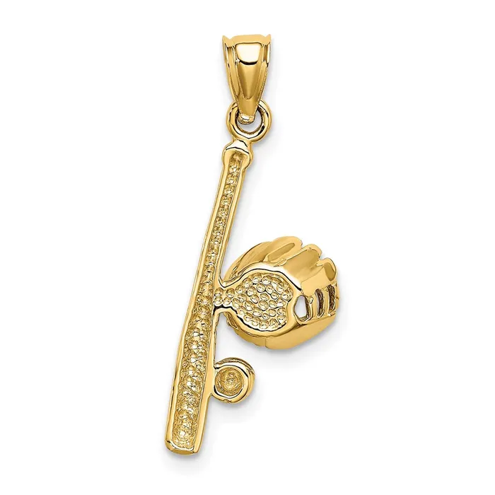 14K Solid OpenBacked GloveBatBaseball Charm TreasureFineJewelers Charm Necklaces