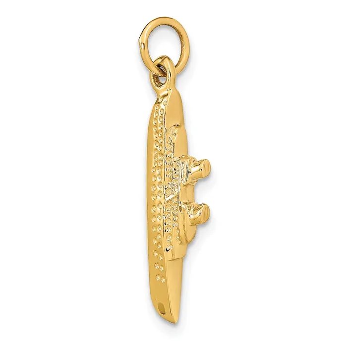 14k Solid Polished 3D Cruise Ship Charm TreasureFineJewelers Charm Necklaces