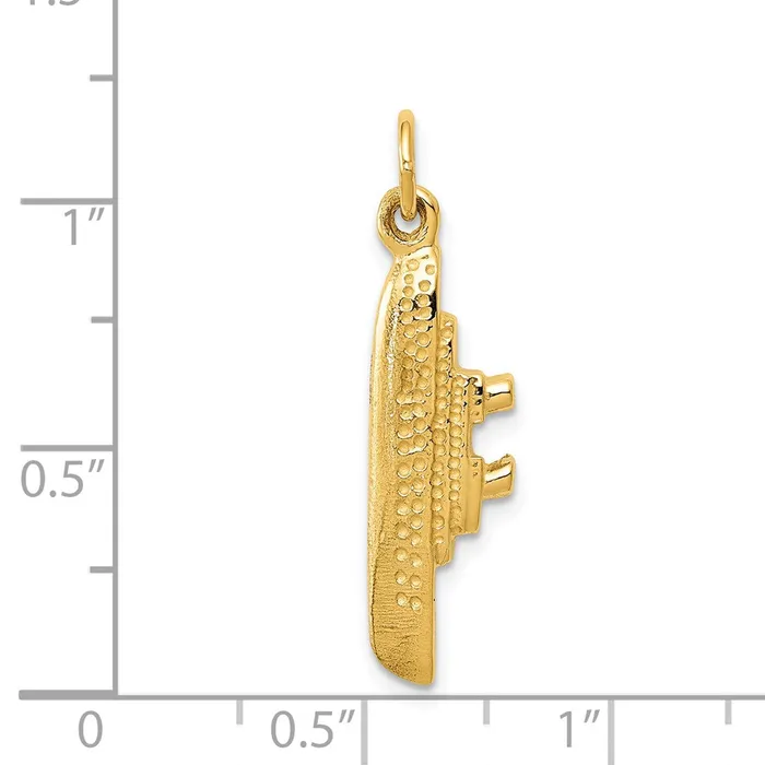 14k Solid Polished 3D Cruise Ship Charm TreasureFineJewelers Charm Necklaces