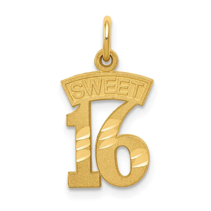 14k SWEET 16 Charm TreasureFineJewelers Charm Necklaces