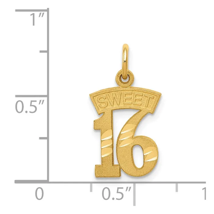 14k SWEET 16 Charm TreasureFineJewelers Charm Necklaces