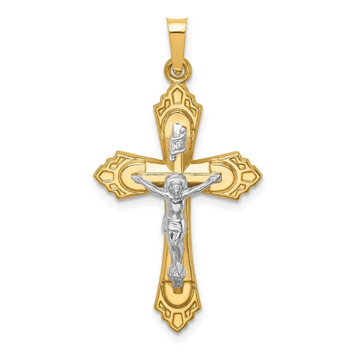 14k Twotone Hollow Polished Fleur de Lis Crucifix TreasureFineJewelers Rings
