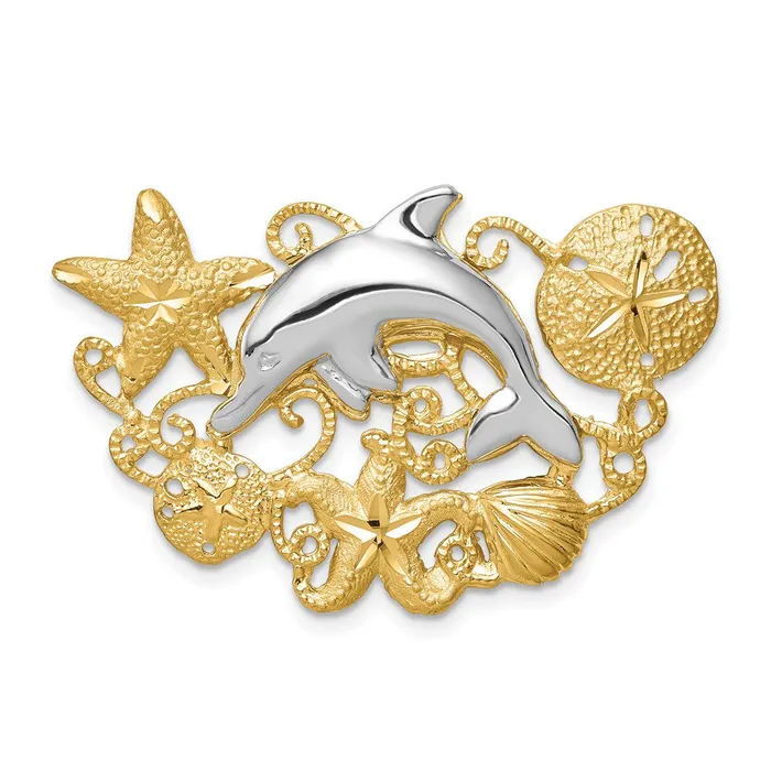 14k Twotone Sea Life Fits 5mm6mm Slide TreasureFineJewelers Rings