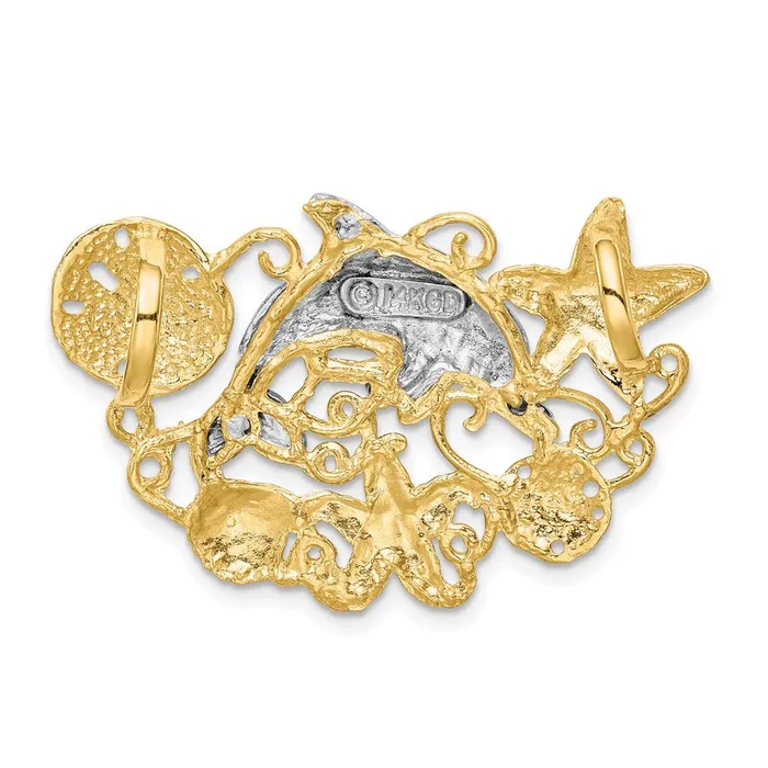 14k Twotone Sea Life Fits 5mm6mm Slide TreasureFineJewelers Rings
